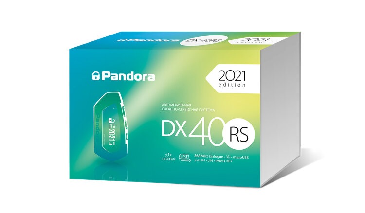 Pandora DX 40RS  Pandora DX-40RS – обновленная версия популярных, современных и самых недорогих продуктов Pandora сороковой серии, поддерживающих работу с цифровыми шинами современных автомобилей, имея 2хCAN, Lin, IMMO-KEY интерфейсы на борту. В отличие от системы Pandora DX-40R здесь для реализации автозапуска добавлен релейный модуль RMD-5M, а также датчик температуры двигателя.